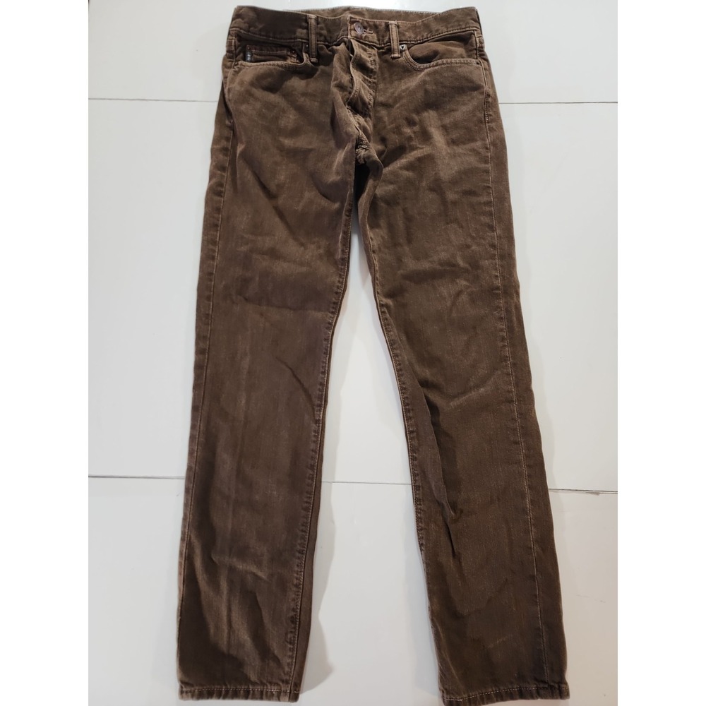 Abercrombie & Fitch Men Brown Denim Jeans The A&F Skinny Button Fly Pants 33x32